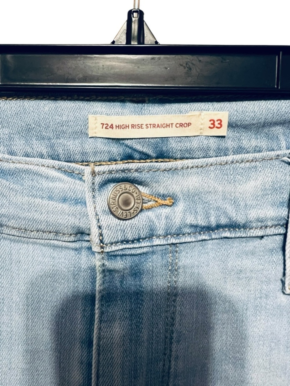 Levi’s 724 High Rise Straight Crop Jeans Distressed Light Wash – Size 33 - Picture 4 of 5